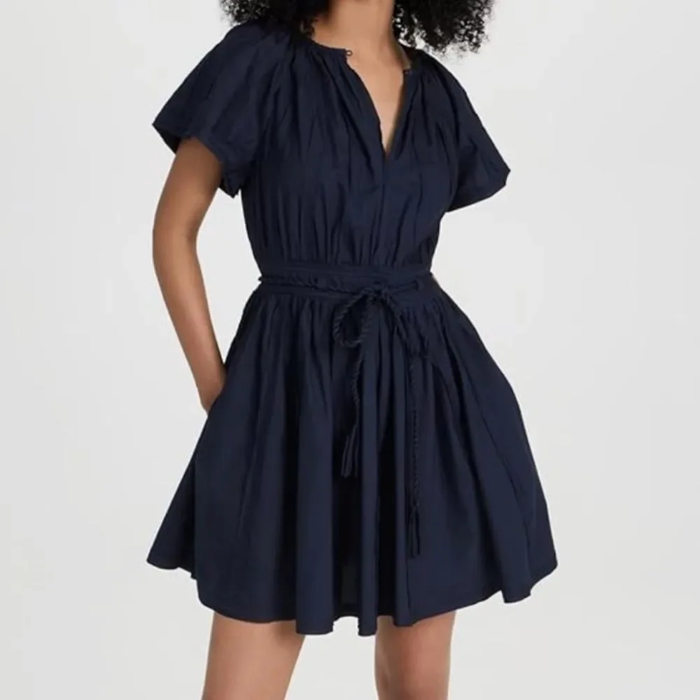 NEW Ulla Johnson Jessa Navy Mini Dress with Tie Waist
